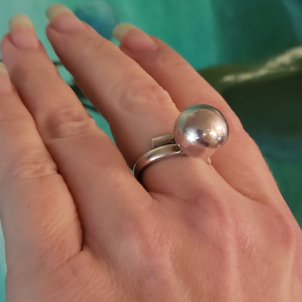 Fantastic Silver Chime Ball Ring Vintage BEAUTY - Picture 4 of 12